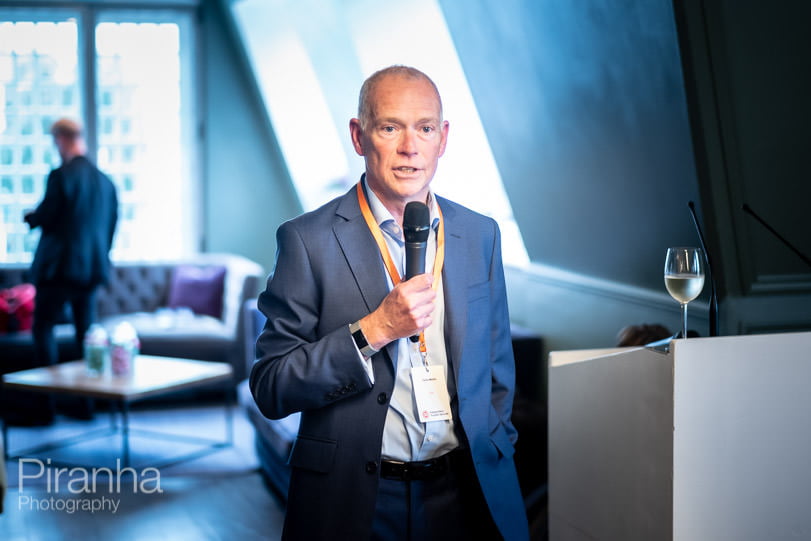 Corporate Event Photography at 7 Famous London Venues 37 Anniversary Party photography at Shakespeare's Globe - speaker
