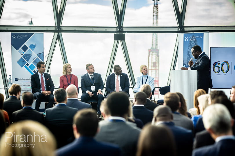 Photography of conference speaker at launch event in London