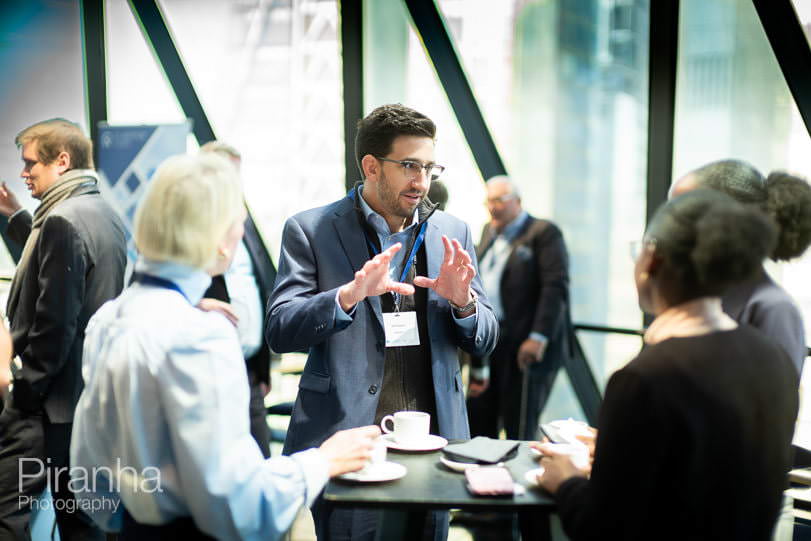 Photography of attendees at launch event in London at the Gherkin