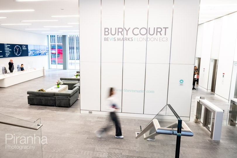 London office buildings photography - reception area