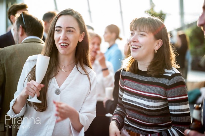 Photography of guests enjoying company anniversary party in Walkie Talkie Building - Sky Garden