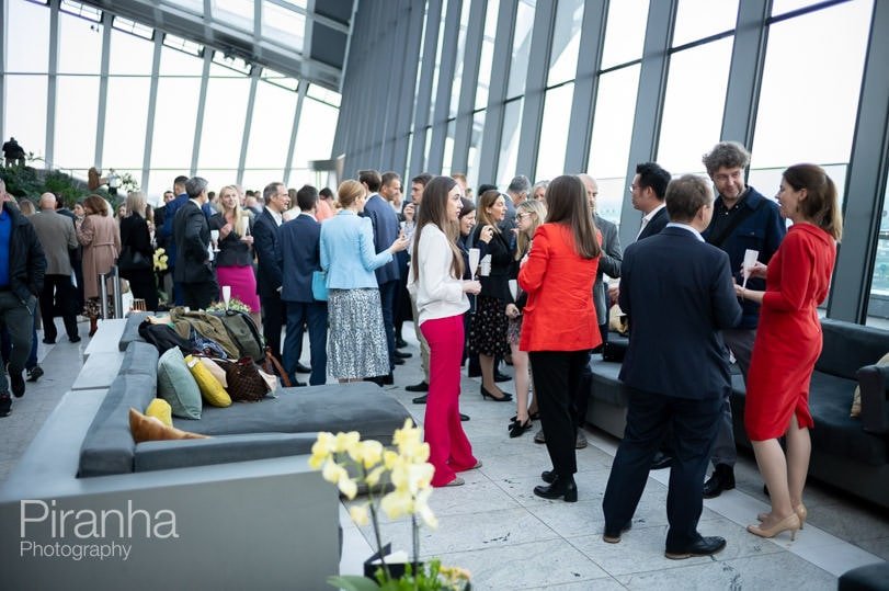 Guests enjoying company anniversary party in Walkie Talkie Building - Sky Garden