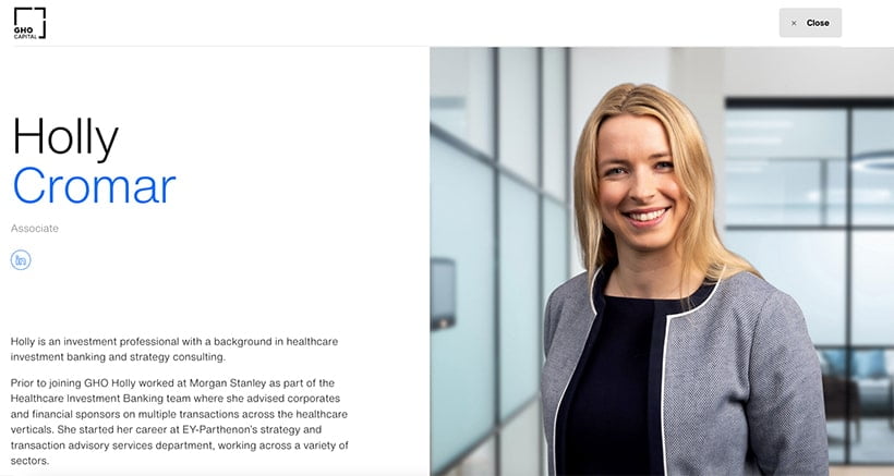 Headshot photography for website team page