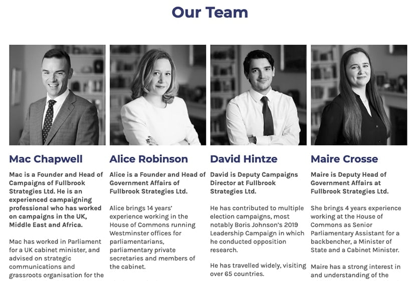 black and white portraits on company's team page