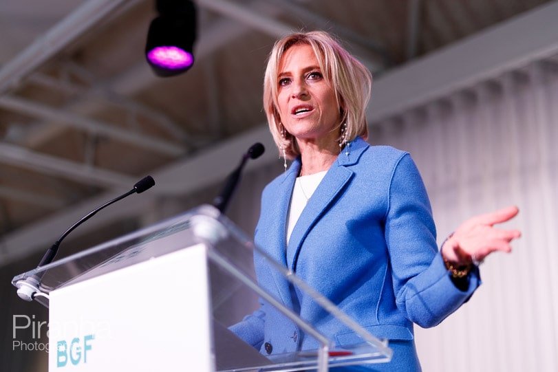 Photograph of Emily Maitlis speaking at Portfolio Day at Science Museum in London