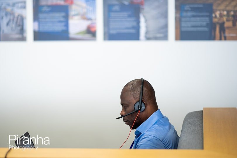 London office photography of employee at work