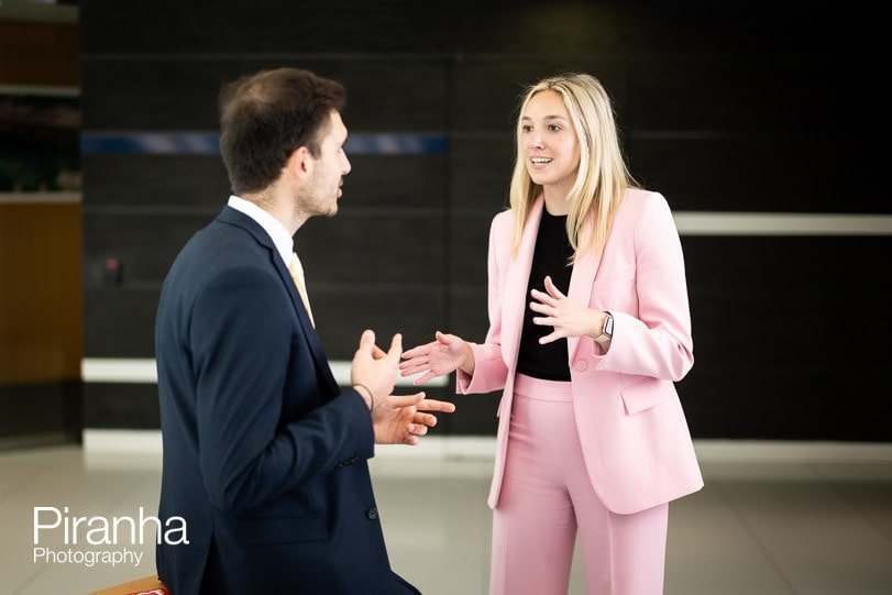 London office photographer - picture of staff in conversation - animated shot