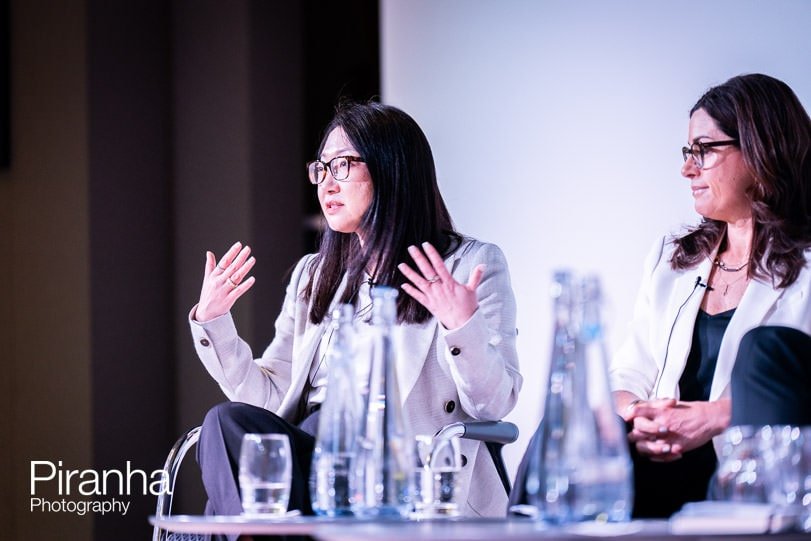 Presenter photographed during corporate event in London