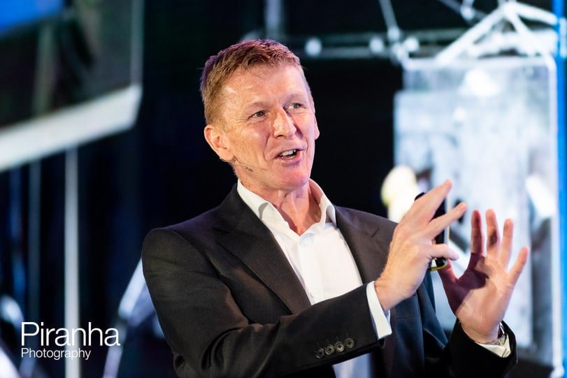 Tim Peake photographed speaking at European Conference in London