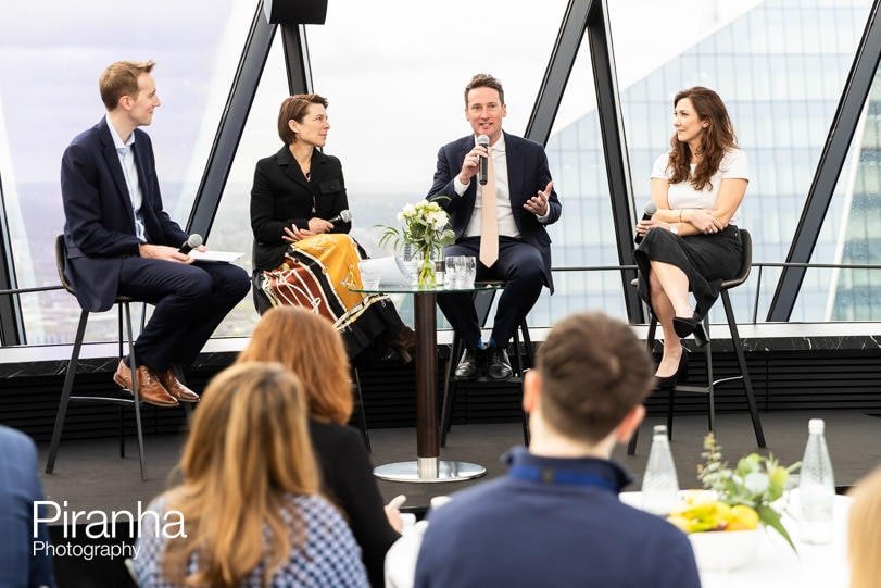 Panel photographed at corporate breakfast event in London at the Gherkin