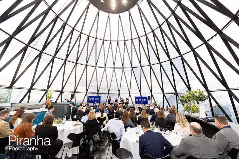 Venue photographed at corporate breakfast event in London at the Gherkin