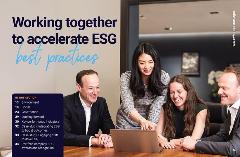 Photograph of employees working as a group in client London offices