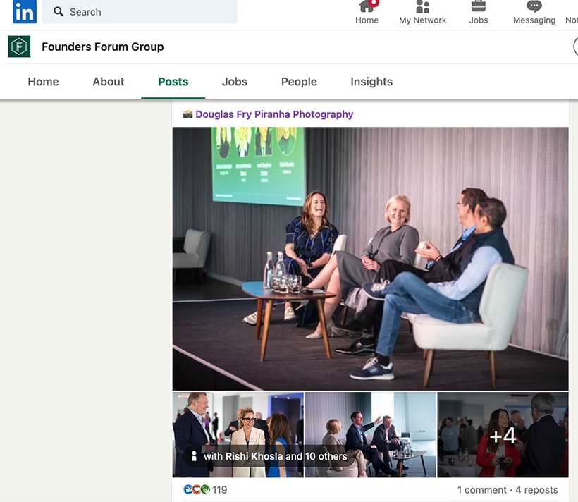 Photography of Speakers and Entrepreneurs at Global Event in London and Oxfordshire 40 LinkedIn posts featuring Piranha Photography's imagery of event.