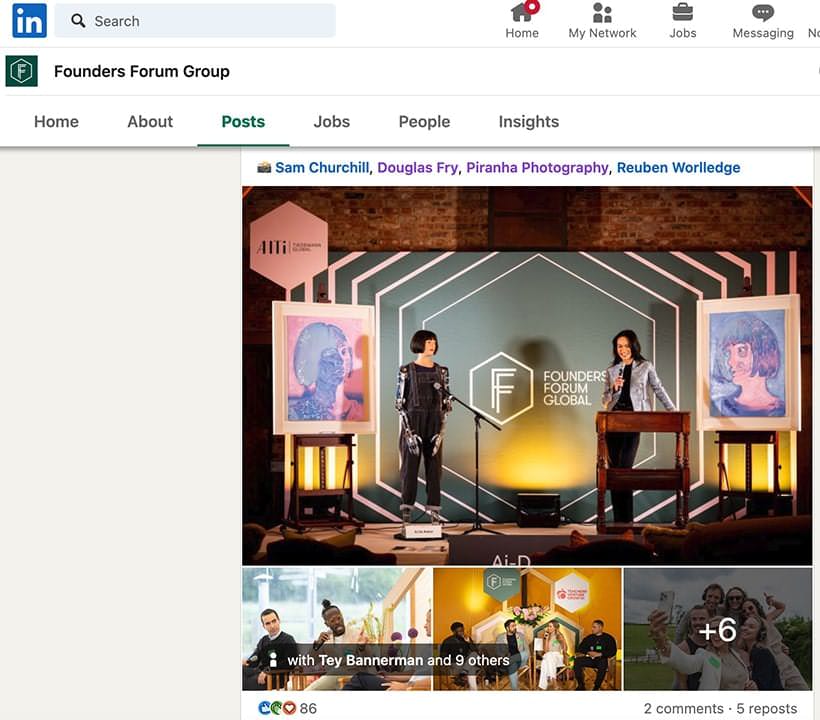 LinkedIn posts featuring Piranha Photography's imagery of event.