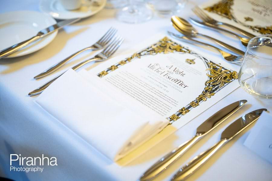 Venue in London's evening event photography- table setting