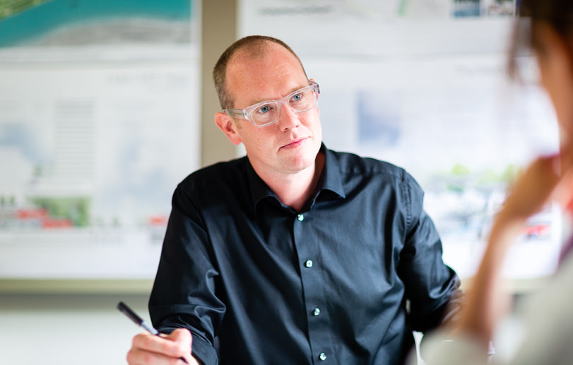 Reportage Portrait Photograph of Director during meeting at Reardon Smith Architects