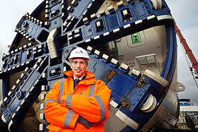 Chief Executive, Kier Construction with crossrail machine