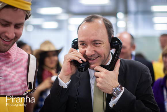 Charity collecting in London - Kevin Spacey