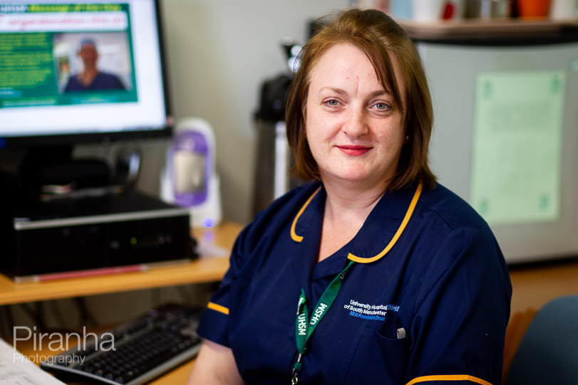 Portrait photograph of nurse in Manchester hospital