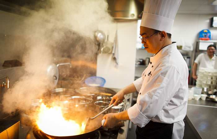 Chinese Kitchen Staff Photographed at Event in Grosvenor Hotel, London