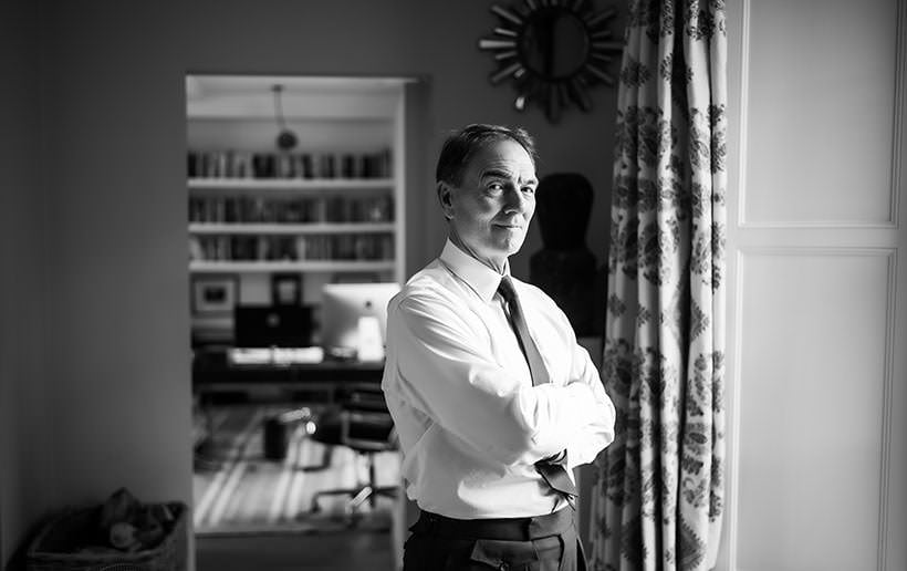Corporate portrait photography for Financial PR Firm Black and white portrait of Sir Alan Parker, Chairman of Brunswick