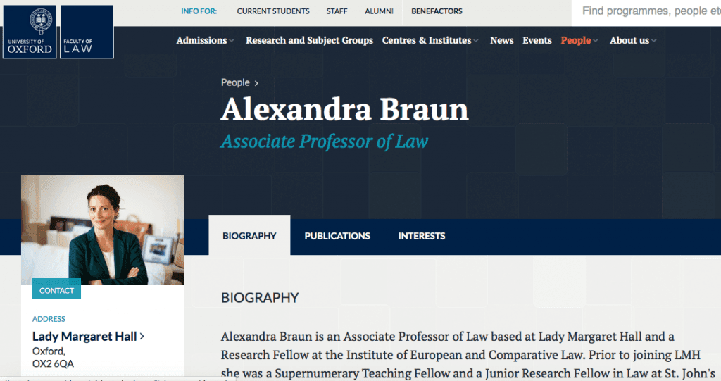 Faculty Website showing Portrait Photograph in situ