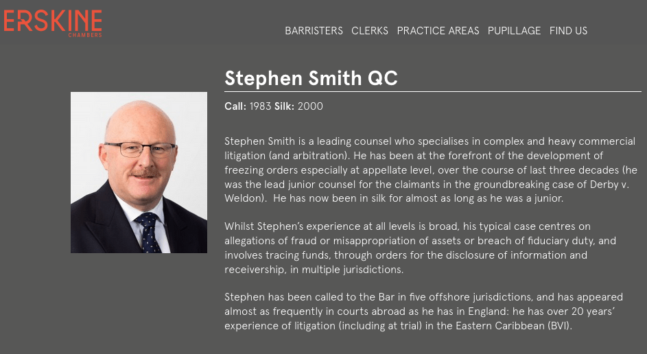 Barrister's portrait on website