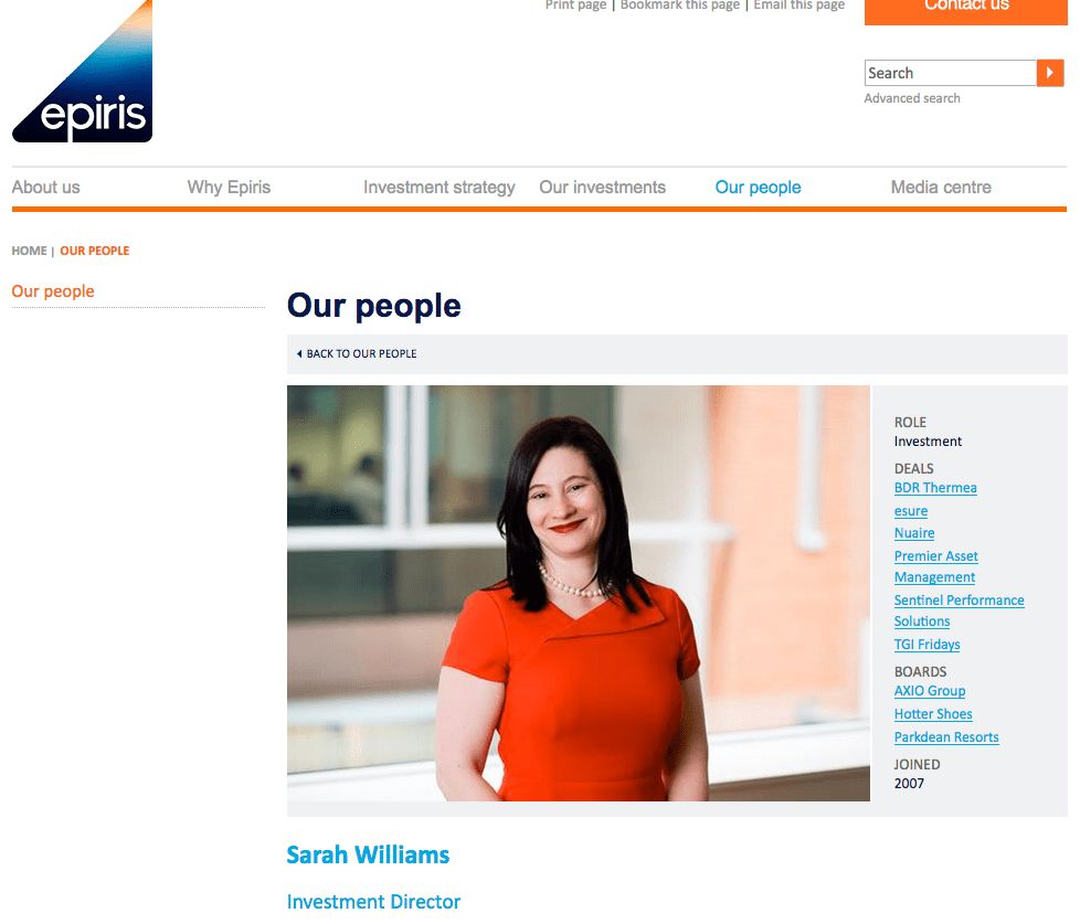 Investment Director shown in London offices on Company Website
