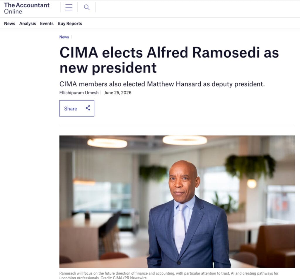 Press photograph for publications of management accountants president