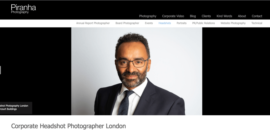 Top tips for headshot photography - link to Piranha Photography's webpage
