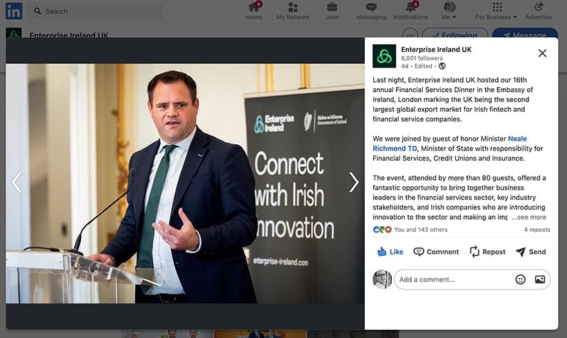 Event photograph of speaker on LinkedIn