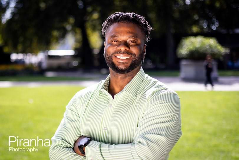 Business portrait taken in London at outdoor location.