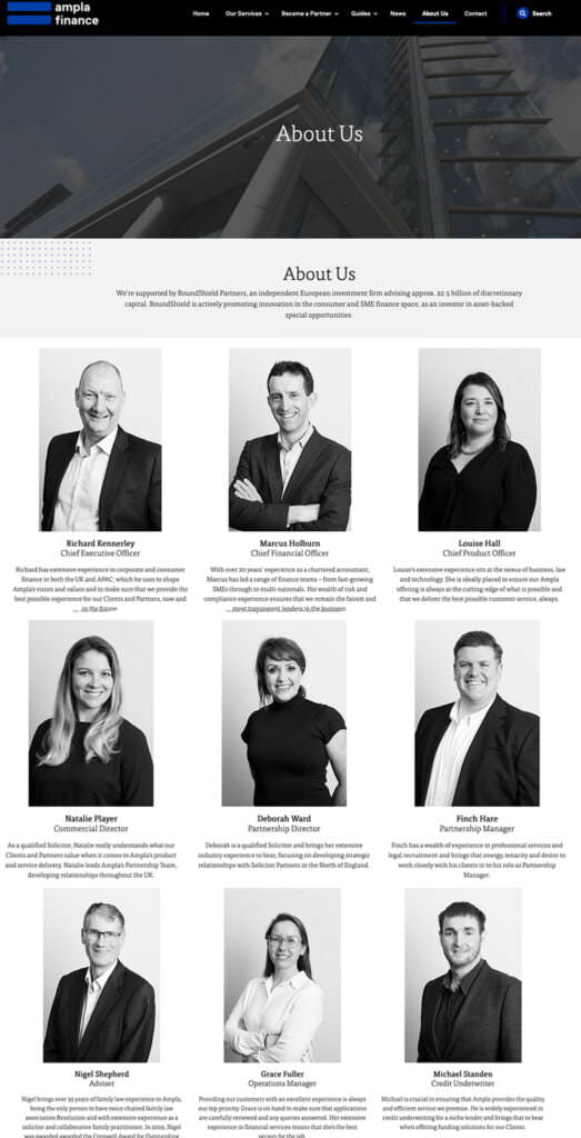 Finance company headshots on website