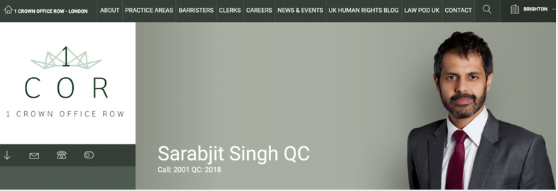 Head shot of barrister on website