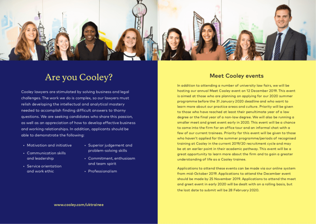 Graduates pictured in London offices - appearing in graduate brochure