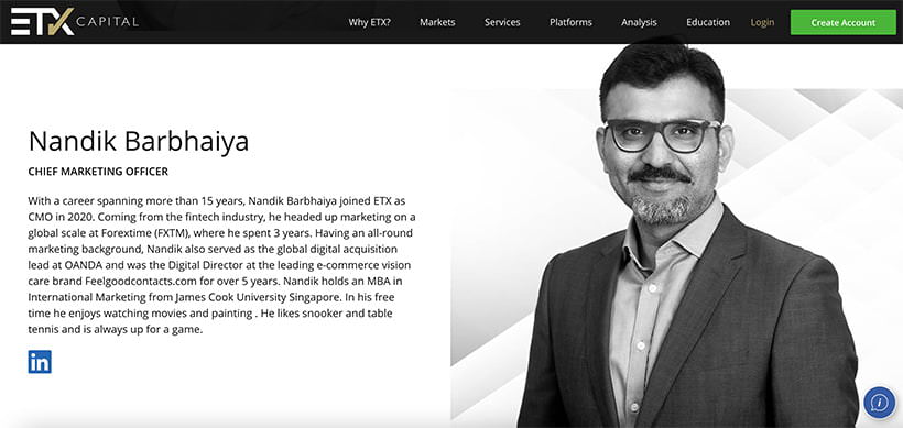 leadership team photographer for London broker - photography in use on client's website