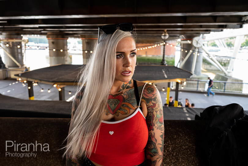 Woman photographed on London's Southbank