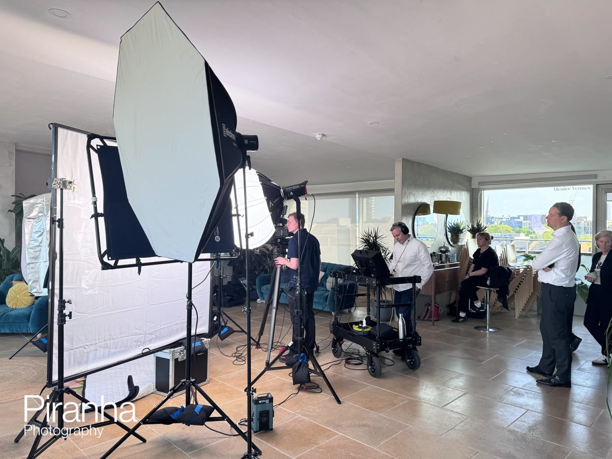Corporate video set up in London for interview.
