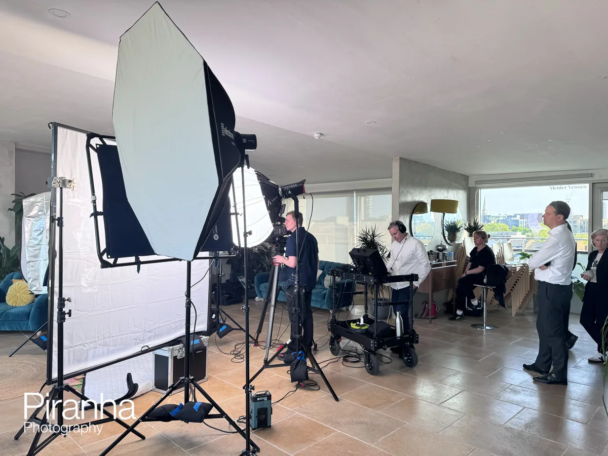 Corporate video set up in London for interview.