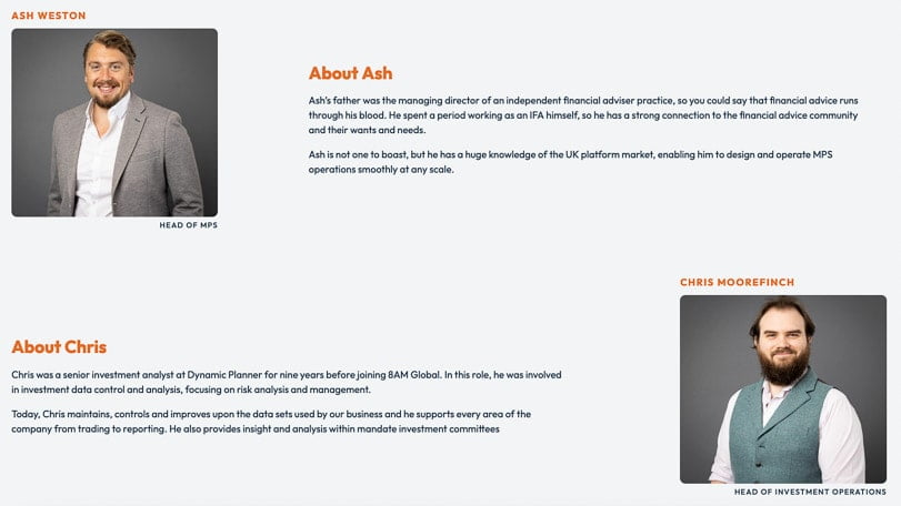 Website team page to show new photographs in place