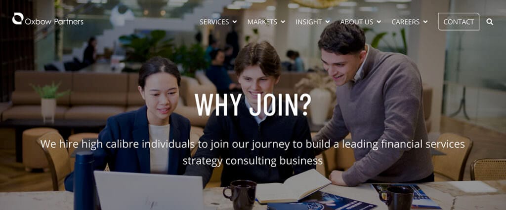 Careers section of company website with collaborative image taken by Piranha PHotography in London offices.