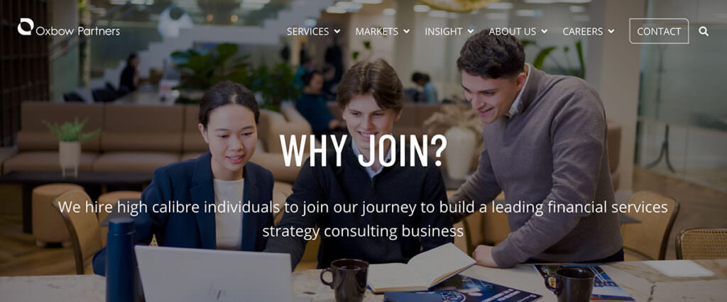 Careers section of company website with collaborative image taken by Piranha PHotography in London offices.