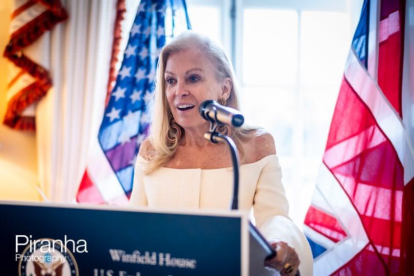 US ambassador speaking in London to entrepreneurs and attendees.
