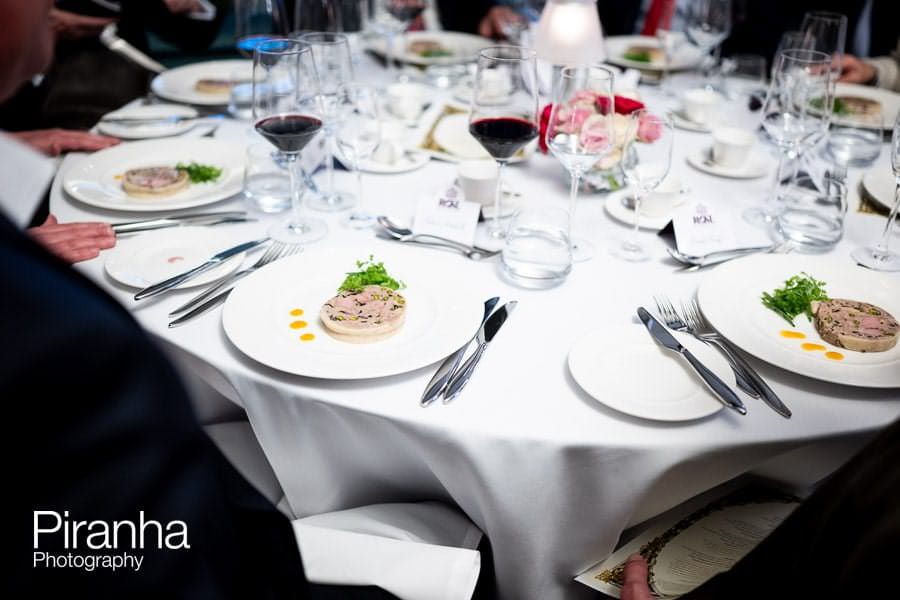 Venue in London's evening event photography- table 