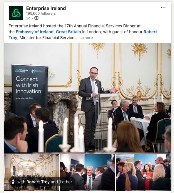 LinkedIn Post about business visit to London Stock Exchange