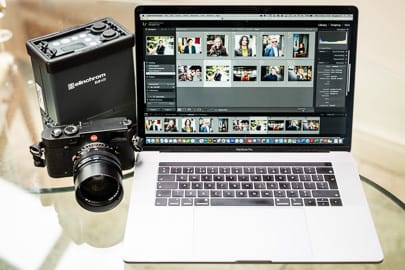 MacBookPro Ready For Fast Turnaround Leica and MacBookPro Ready For Fast Turnaround of Business Headshots